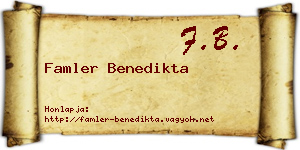 Famler Benedikta névjegykártya
